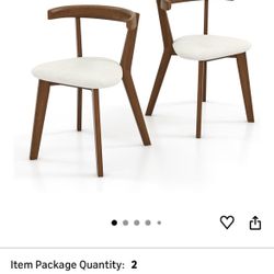 GOFLAME Wood Dining Chairs Set of 2, Space-Saving Upholstered Kitchen Chairs with Padded Seat & Curved Back, Farmhouse Armless Side Chairs for Living 