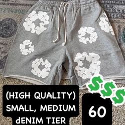 GREY DENIM TIER SHORTS