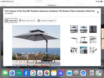 10 ft. Square 2-Tier Top 360° Rotation Aluminum Cantilever Tilt Outdoor Patio Umbrella in Dark Gray