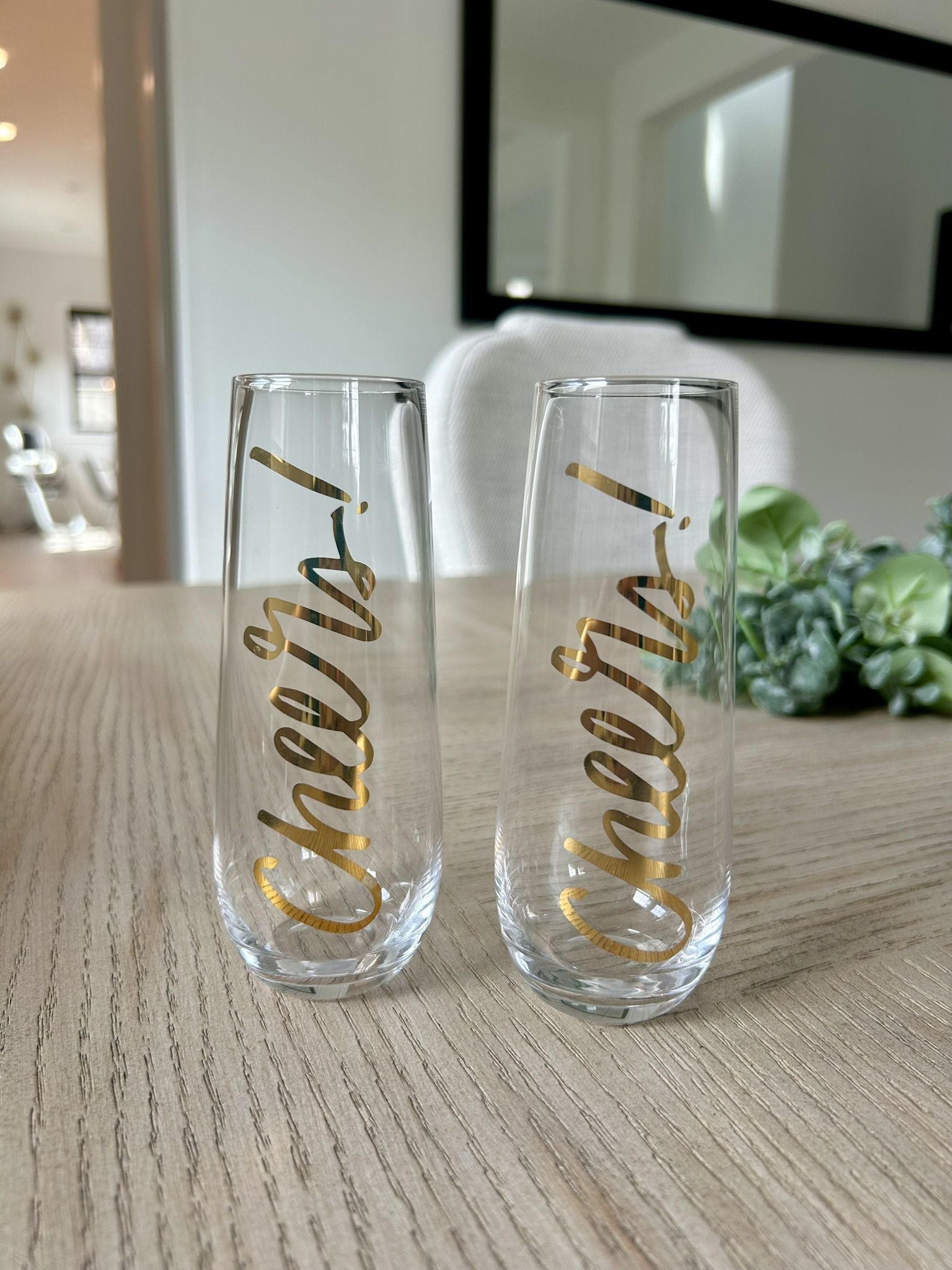 Cheers 2 Stemless Glass Champagne Glasses