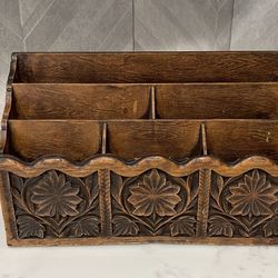 VTG Lerner Faux Carved Wood Letter/desk Organizer 