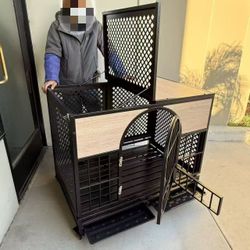 New In Box 42x30x37 Inch Tall Heavy Duty Dog Cage Crate Kennel For Large Pet With Roller Lock Wheels 