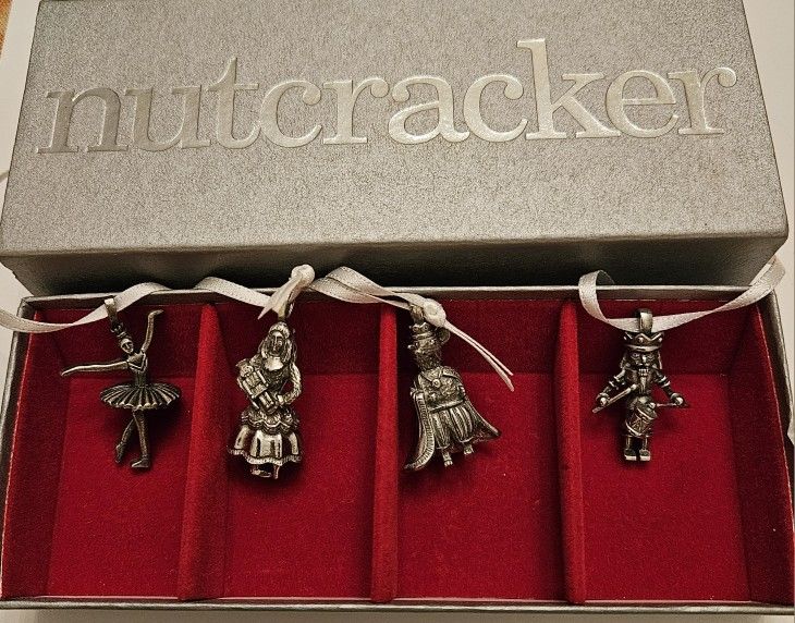 Vilmain Nutcracker Pewter Ornaments, Set of 4