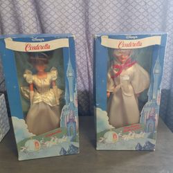Vintage Bikin Express Disney Cinderella And The Fairy Godmother Dolls 