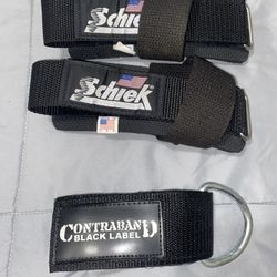 Schiek Weightlifting Straps + Contraband Black Label D-Handle – Set