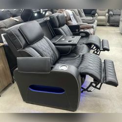 BOYINGTON BLACK POWER RECLINING LIVING ROOM SET
Sofa and Loveseat