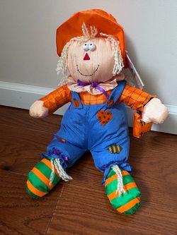 VTG 1996 Holiday Workshop Halloween Hollow Scarecrow Plush Nylon Stuffed Toy NWT