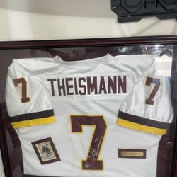 Autographed Theismann Jersey In Custom Frame (Washington Redskins) 