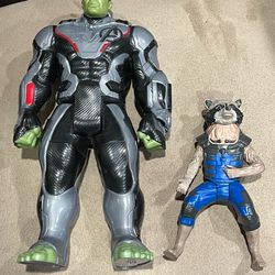 Marvel Avengers ENDGAME Titan Hero 12 Inch Hulk & 4” Rocket Raccoon Figure