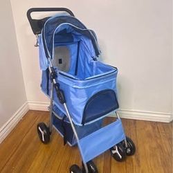 Like new Blue Foldable Portable dog stroller pet stroller