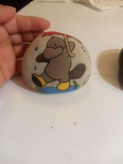 Hand Painted Rock And Resin On It One Of