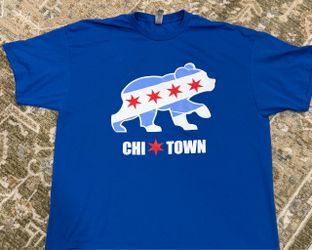 Chi Town Chicago Flag Bear Graphic T-Shirt