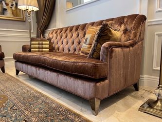 Brown Tufted Velvet Sofa