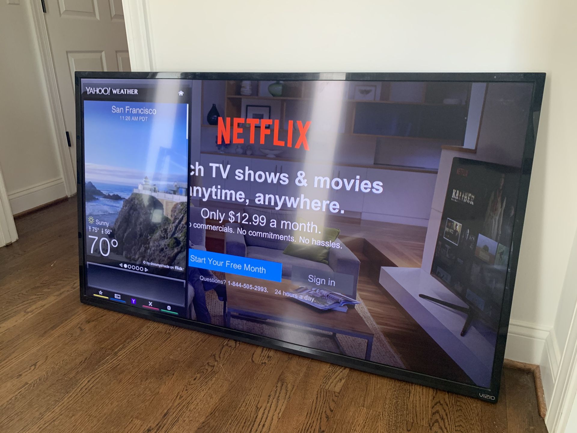 60” Vizio smart tv with slim wall bracket