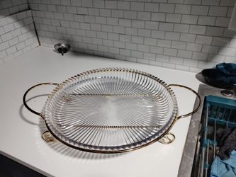 Mikasa "Diamond Fire" 13" Round Platter with Gold Metal