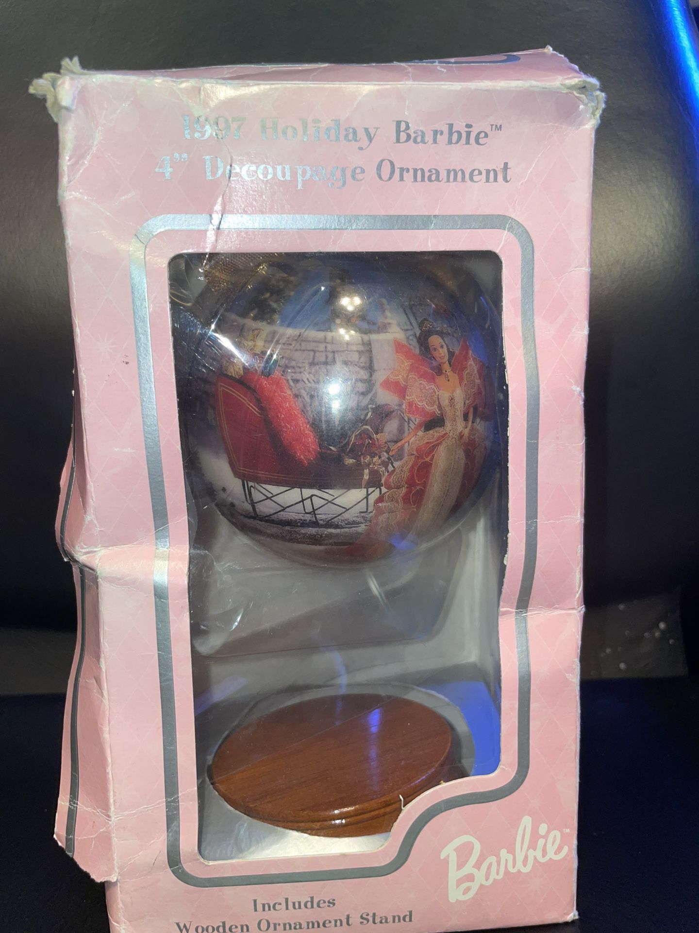 1997 Holiday Barbie 4” Decoupage Ornament 
