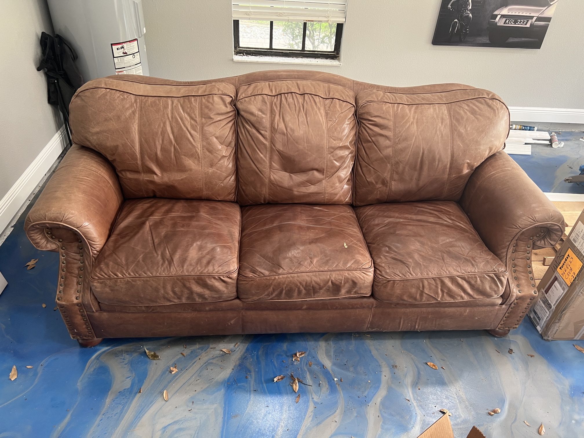 94” Ethan Allen Leather Couch