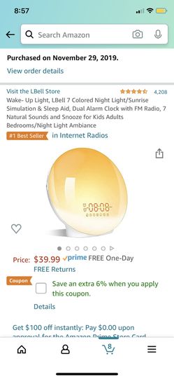 Barely used sunrise wake up light alarm