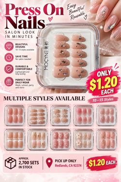 Press On Nails – $1.20/Set | 10–15 Styles | Wholesale Available