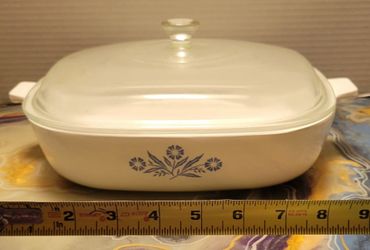 CorningWare Square Casserole Dish w/ Glass Lid Blue Floral White P-10-B 10x10 2