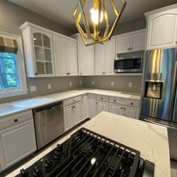 Kitchen Cabinets, Quartz Countertops, Tiles 
