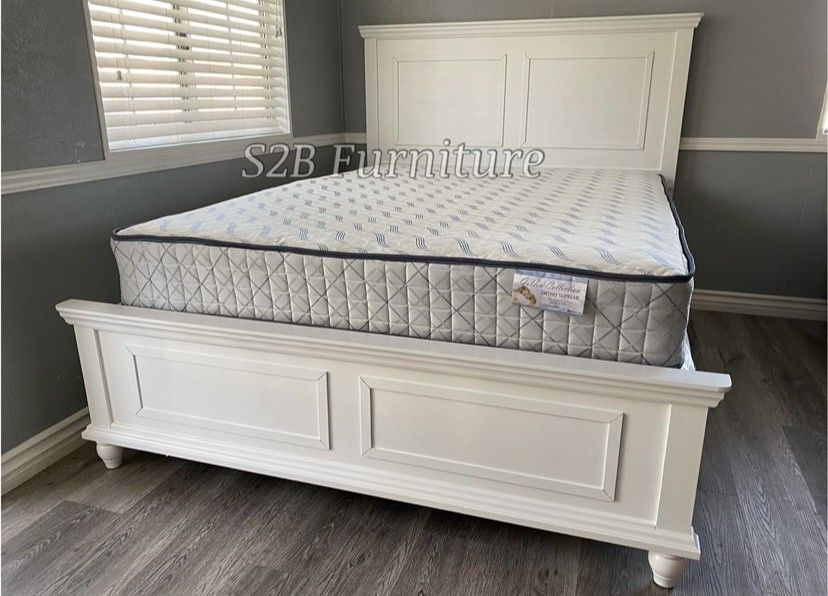Queen Size White Plain W Ortho Mattress