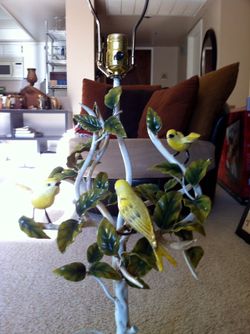 Vintage toleware Italian metal lamp