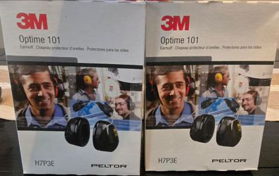 3M PELTOR Hearing Protection Optime 101 Earmuffs, Cap Style Hard Hat Attached, H7P3E, 24 dB NRR,
