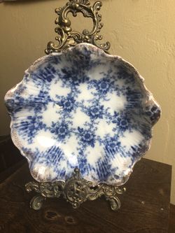 Antique Warwick English Flow Blue Serving Bowl