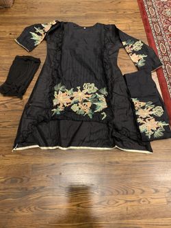 Three piece stitched embroidered lawn suit