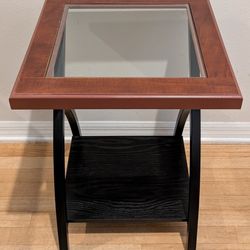 Square Metal Framed Glass Inlaid Side Table