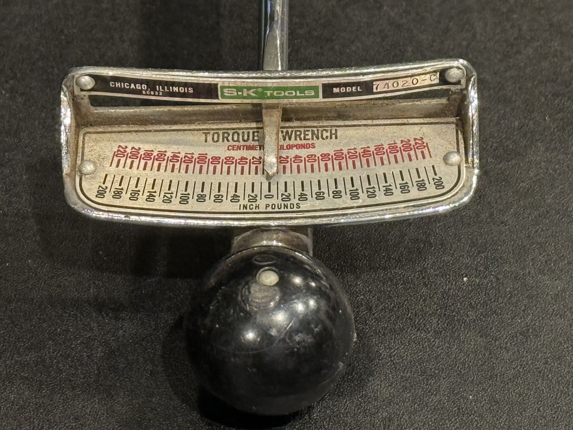 Vintage SK Tools Model 74020-C 3/8” Drive Torque Wrench Working Made in USA. 0-200lbs. Includes adapter 3/8”-1/4”(non SK). Very rare model & hard to f