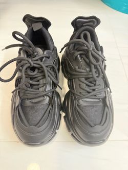 Black Chunky Platform Sneakers – Y2K Dad Shoes – Lace-Up Streetwear size38
