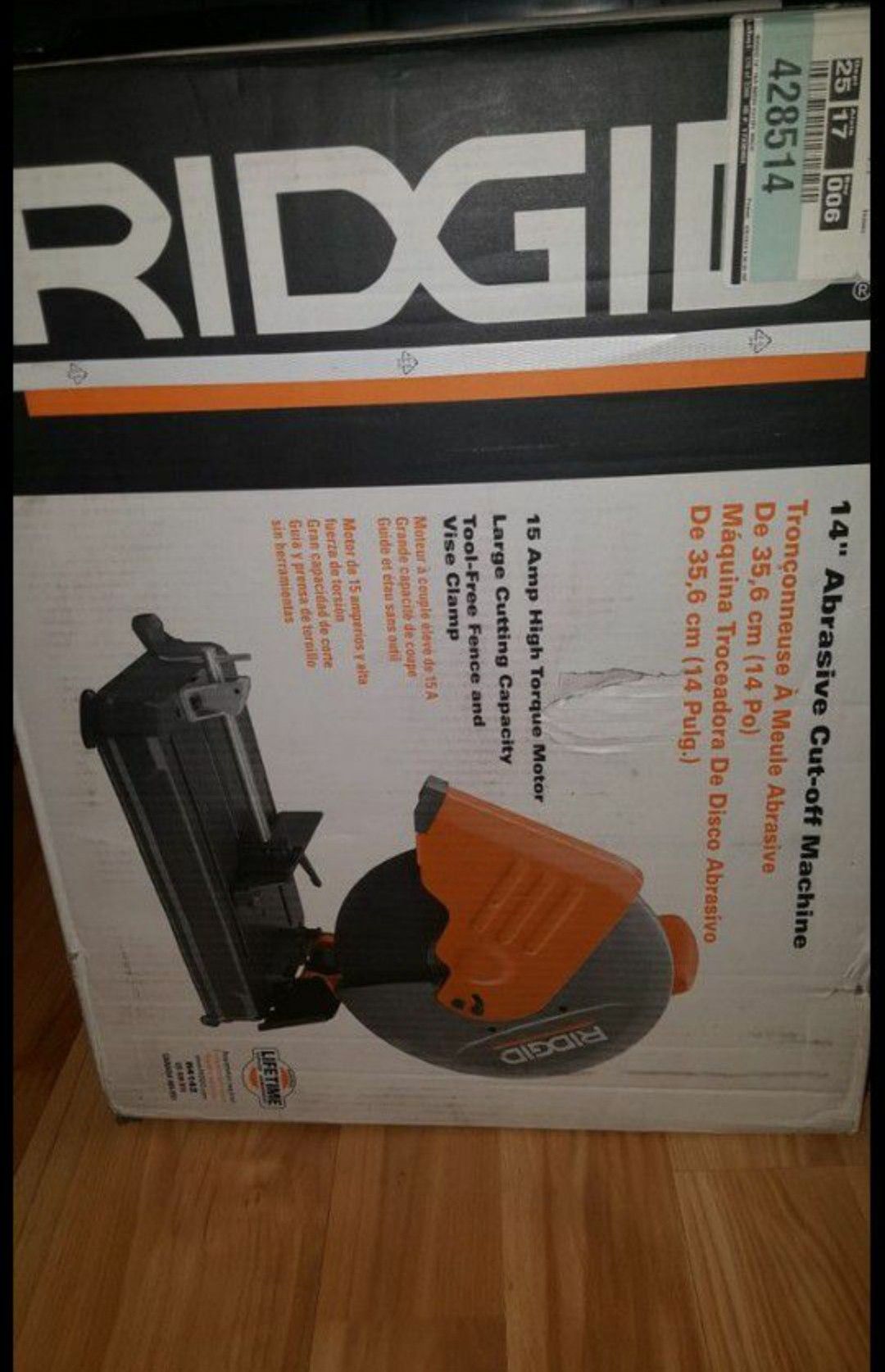 Ridgid chop saw 14inch abrasive cut off saw.... NEW