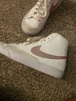White and Rose Gold Nike Blazers