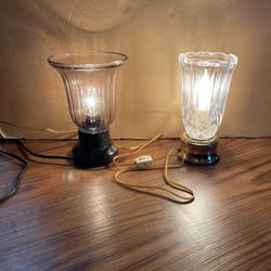 2 Small Table Lamps With Glass Shade 8"H $10 EACH Firm