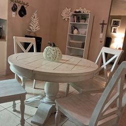 Solid White Wood Dinner Table 