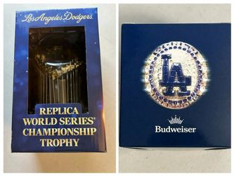 Los Angeles Dodgers World Series Trophy and one championship ring