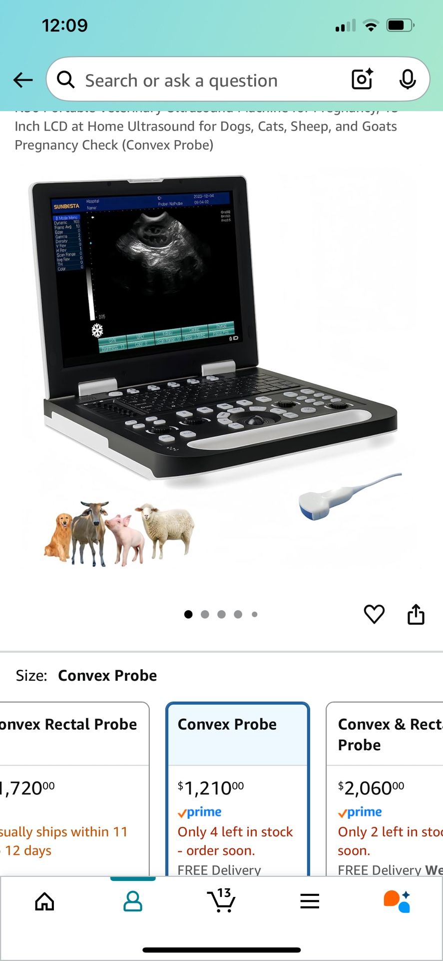 Portable Ultrasound Machine for Pregnancy/ Convex Probe