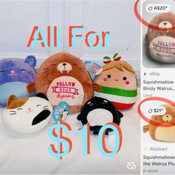 $10 For All Plushies Squishmallows like new some with tag