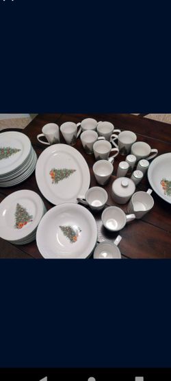 57 Piece Vintage Trisa Stoneware Christmas Set