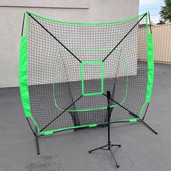 (Brand New) $75 Baseball Softball (7x7’ Net & Ball Tee Set) Practice Hitting & Pitching Net w/ Carry Bag