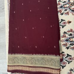 Maroon & Gold Indian Sari - 2 