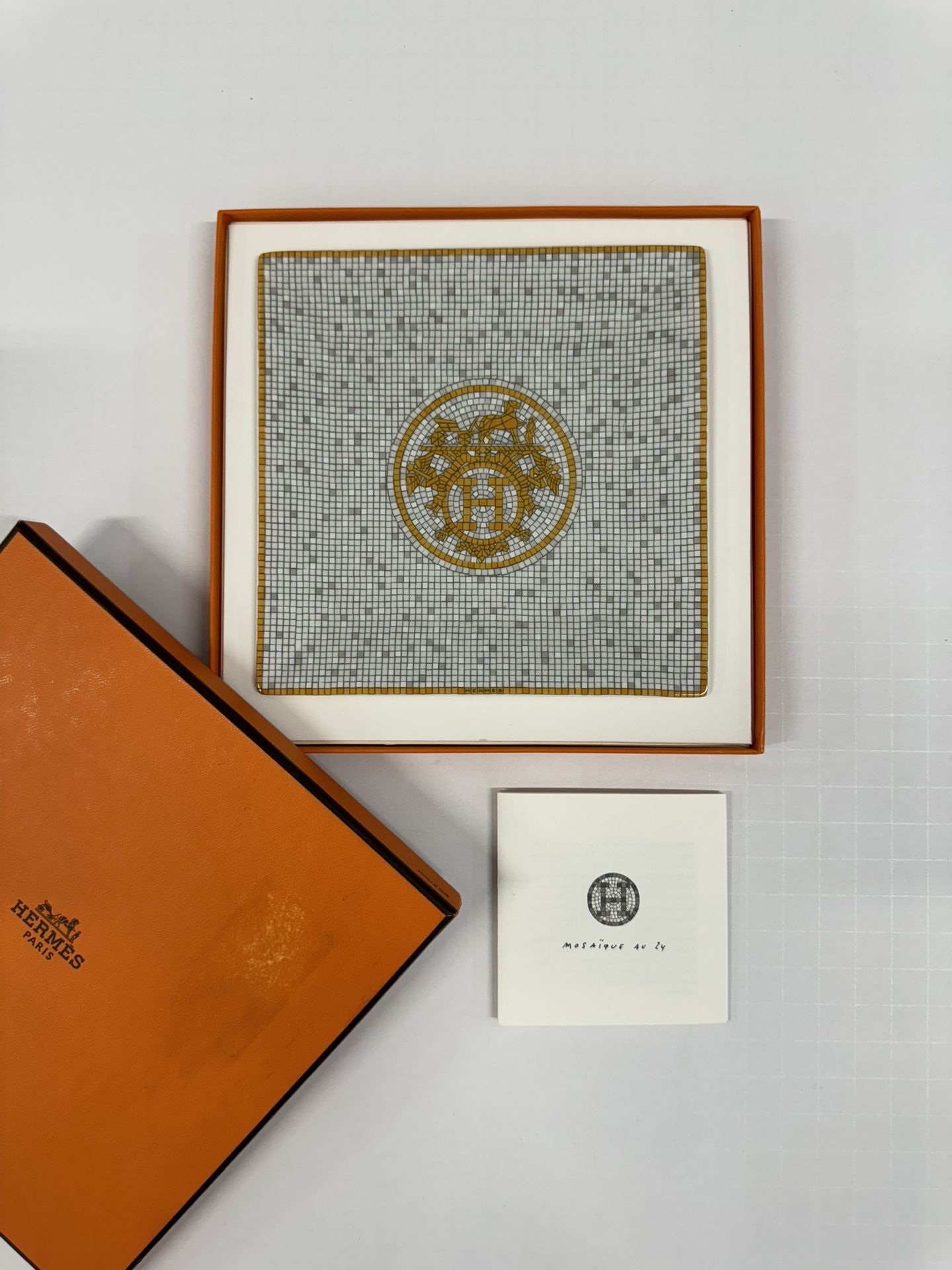 Hermès Mosaique Au 24Gold Square Plate No.3