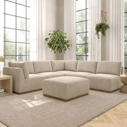 Henredon Murphy Fabric 6-piece Modular Sectional with Ottoman, Beige $1299.99