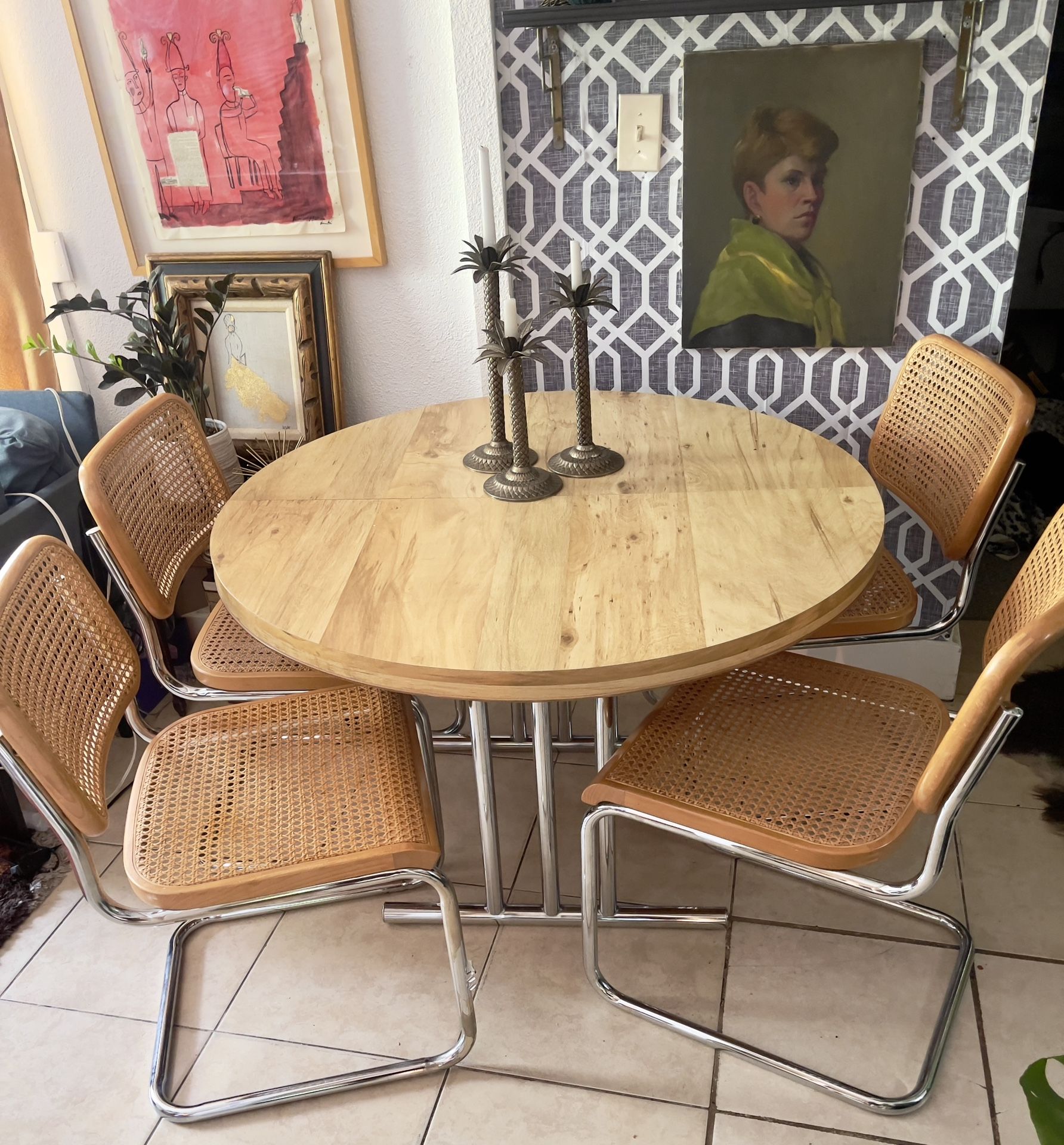 Mid Century Cesca Cane & Chrome Dining Set