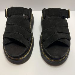 Dr. Martens Black Suede Buckle Strap Slide Sandals Women's Size 6 Casual Summer