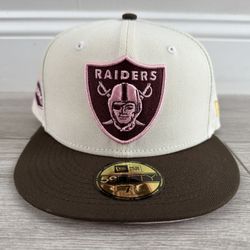 Las Vegas Raiders Show Palace Exclusive New Era 59FIFTY Cherry Blossom Beige Pink Fitted Hat Cap Sz 7 3/8 New with Tags