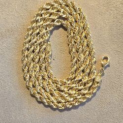 Rope Chain 24" 4.5MM - Gold Over Silver 