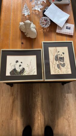 Framed Panda Art Prints Set of 2